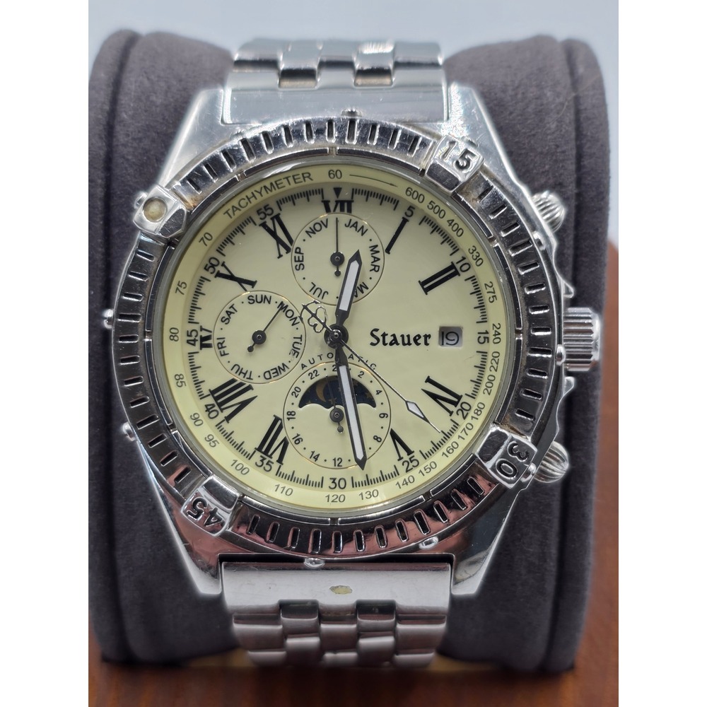Stauer Graves 33 Automatic 27J Moonphase Triple Calendar Mens Watch 13372